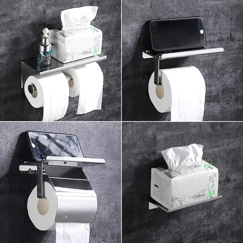 Dispensador de papel de baño sencillo con base en acero inoxidable