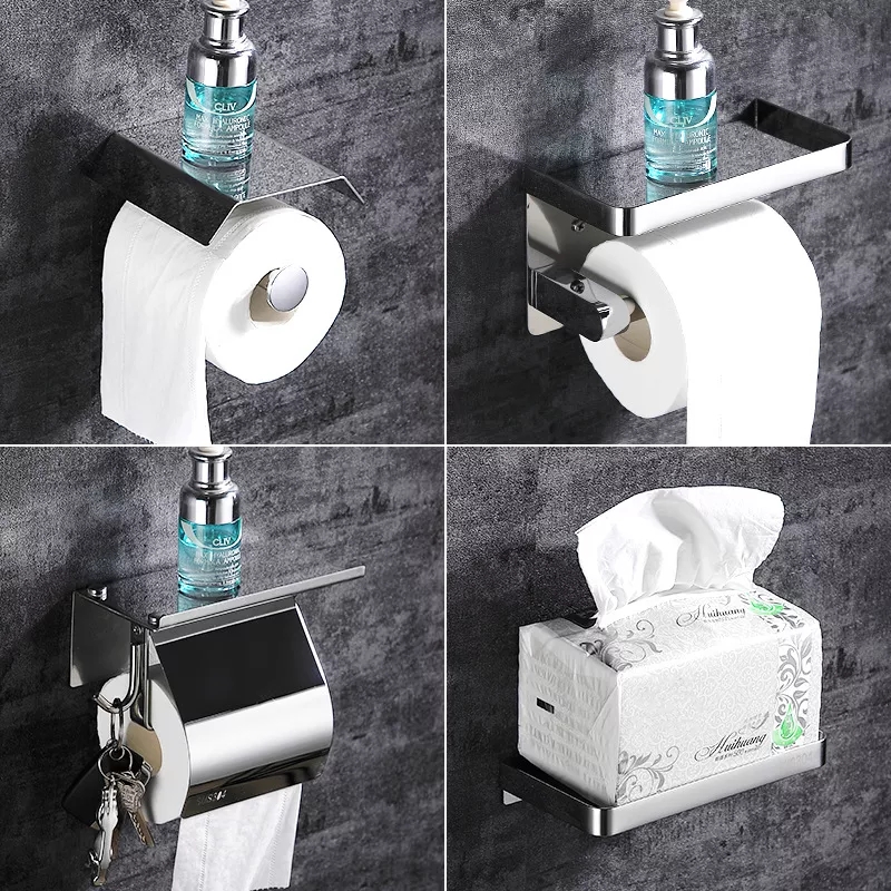 Dispensador de papel de baño sencillo con base en acero inoxidable