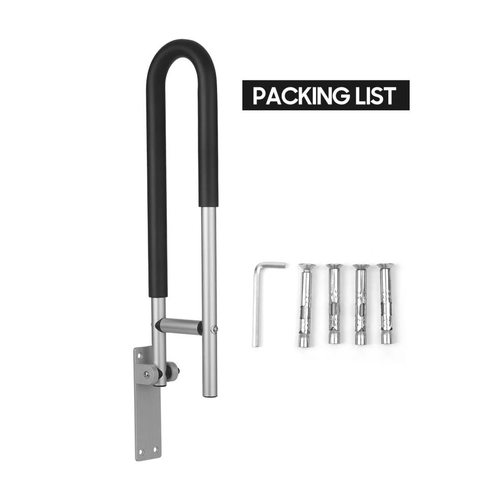 Barra abatible en acero inoxidable para discapacitados cubierta con goma protectora 24&quot;