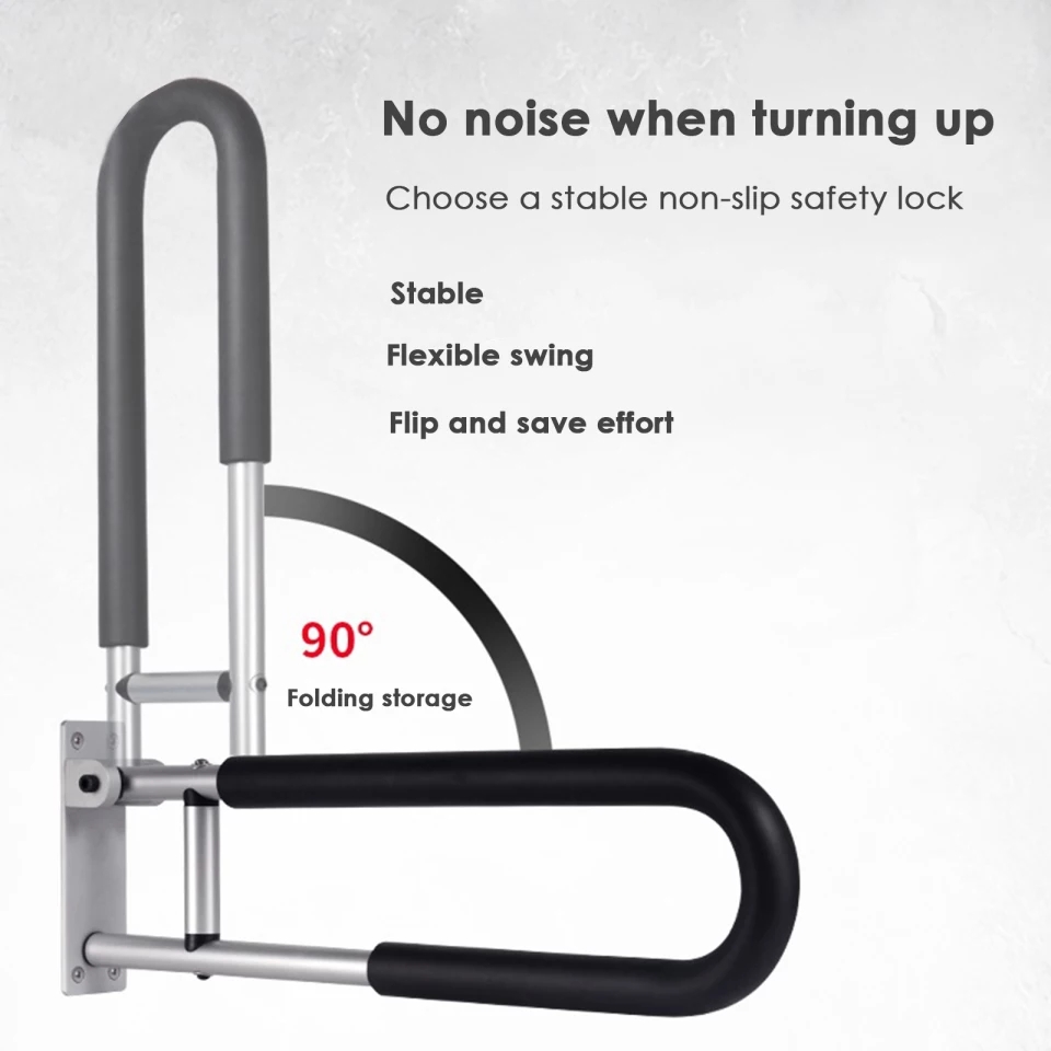 Barra abatible en acero inoxidable para discapacitados cubierta con goma protectora 24&quot;
