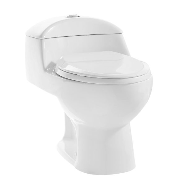 Inodoro elongado de una pieza con asiento caida lenta, y descarga 1.28gpf/4.8lpf marca OrtonBath