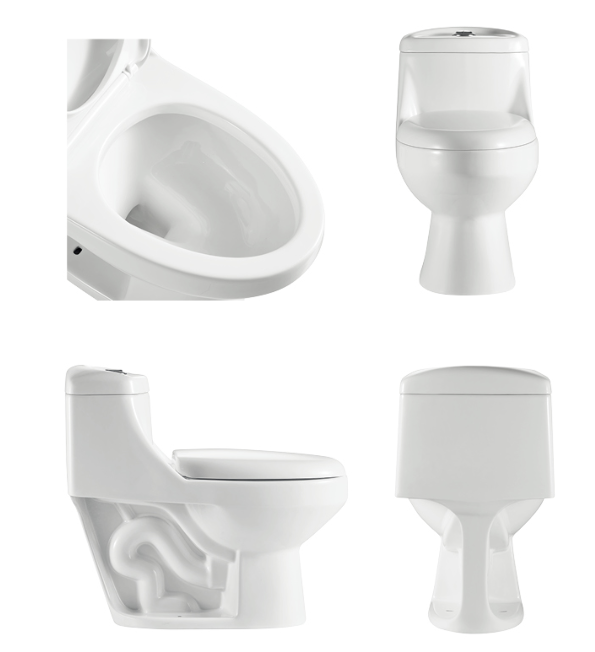 Inodoro elongado de una pieza dual flush C/asiento caida lenta y descarga 1.28gpf/4.8lpf marca OrtonBath