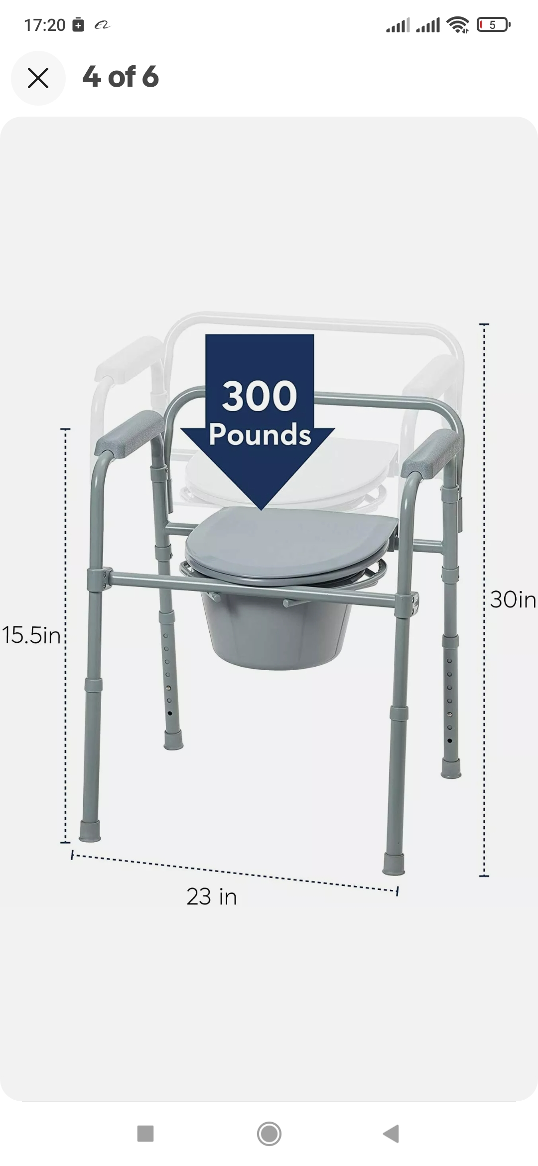 Silla Inodoro Portable con sujetadores de aluminio capacidad 350lbs marca Drive Medical