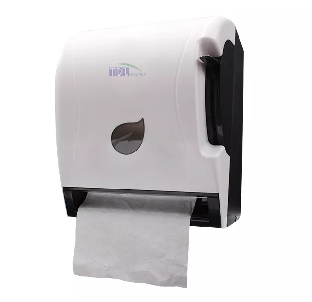 Dispensador plastico de papel toalla color blanco y negro