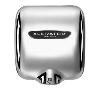 secador de manos con carcasa de cromo anti-vandalica  marca XCELERATOR 220 V