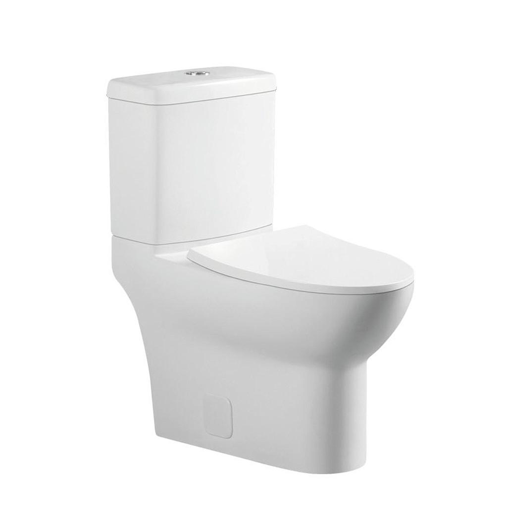 Inodoro elongado de dos piezas High Efficiency dual flush con descarga 1.28gpf/4.8lpf marca ORTONBATH